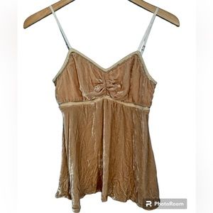 How & Wen Vintage Y2K Velvet Silk Cami Babydoll Top NWT